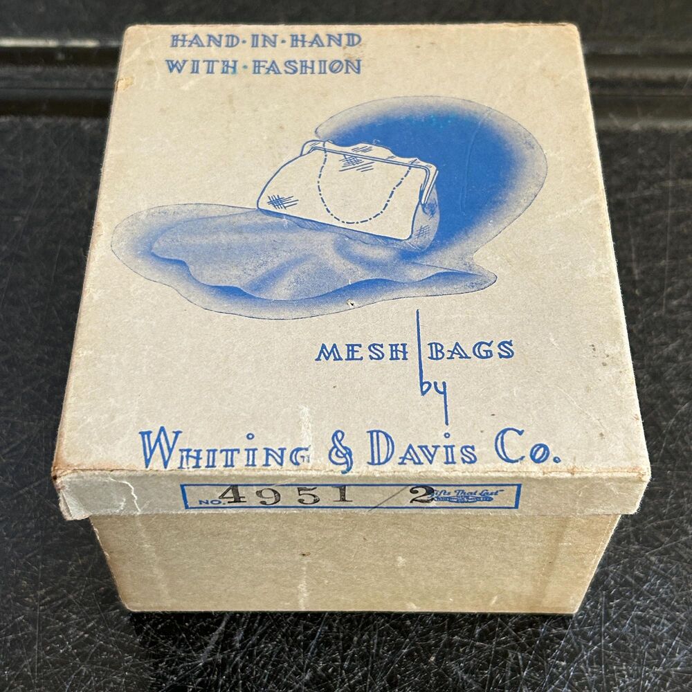 Vintage 40s Whiting and Davis Small Silver Mesh Mini Handbag with Box - Picture 8 of 9
